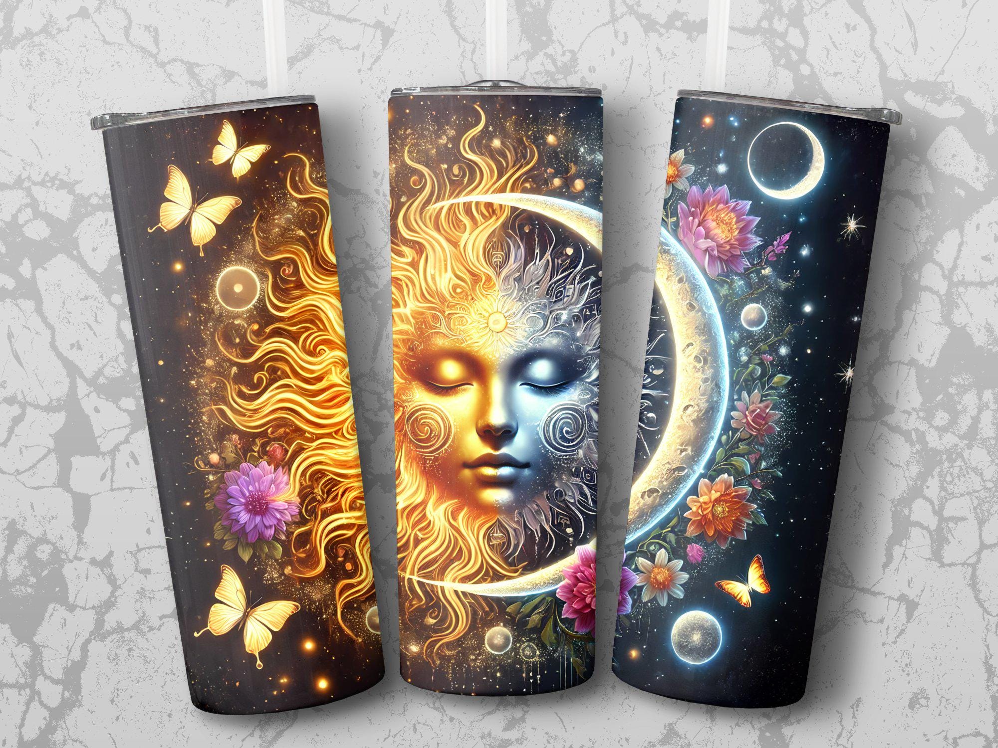 Celestial Sun and Moon 20oz Skinny Tumbler Wrap Digital Download ...