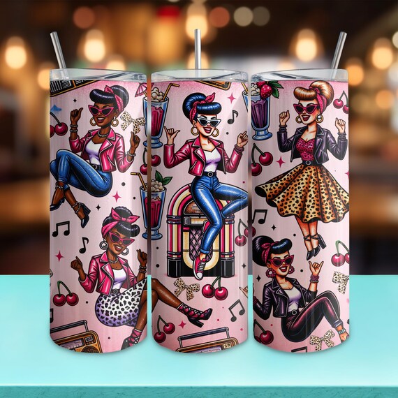 Retro Rockabilly Tumbler Wrap, 50s Cherries and Cheetah Print