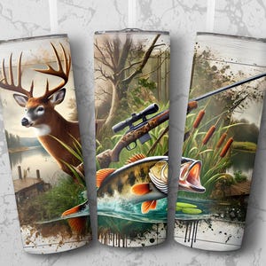 Hunting Fishing Digital Art 20oz Skinny Tumbler Wrap Seamless PNG ...