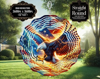 USA Eagle Wind Spinner PNG, Eagle Wind Spinner Sublimation Design, Instant Download, American Windspinner Patriot Sublimation Template PNG