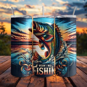 Fishing Inspired 20 oz Tumbler Digital Download PNG, Colorful Fish Art, Perfect for Fishermen Gifts, High Quality for Sublimation