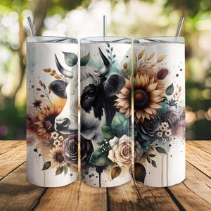 Brown Boho Cow Tumbler Wrap Design 20 oz Skinny Tumbler Sublimation Digital Download PNG Instant DIGITAL,Farm Ranch Animal Tumbler