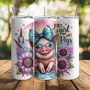 Just A Girl Who Loves Pigs Tumbler Wrap, Cute Pig 20oz Skinny Tumbler Wrap PNG, Funny Pig Tumbler Wrap PNG, Sublimation Tumbler Design