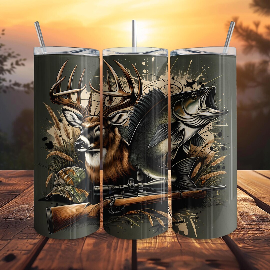 Hunting and Fishing 20oz Skinny Tumbler Wrap Digital Download Deer ...