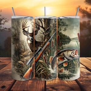 Deer Hunting Tumbler Wrap, Digital Download 20oz Tumbler, Fishing and Hunting Tumbler PNG, Seamless Design for Tumblers
