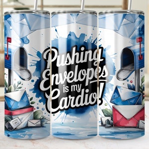 Diseño de sublimación para vaso delgado de 20 oz de cartero, collage de sellos y cartas de cartero, descarga digital PNG