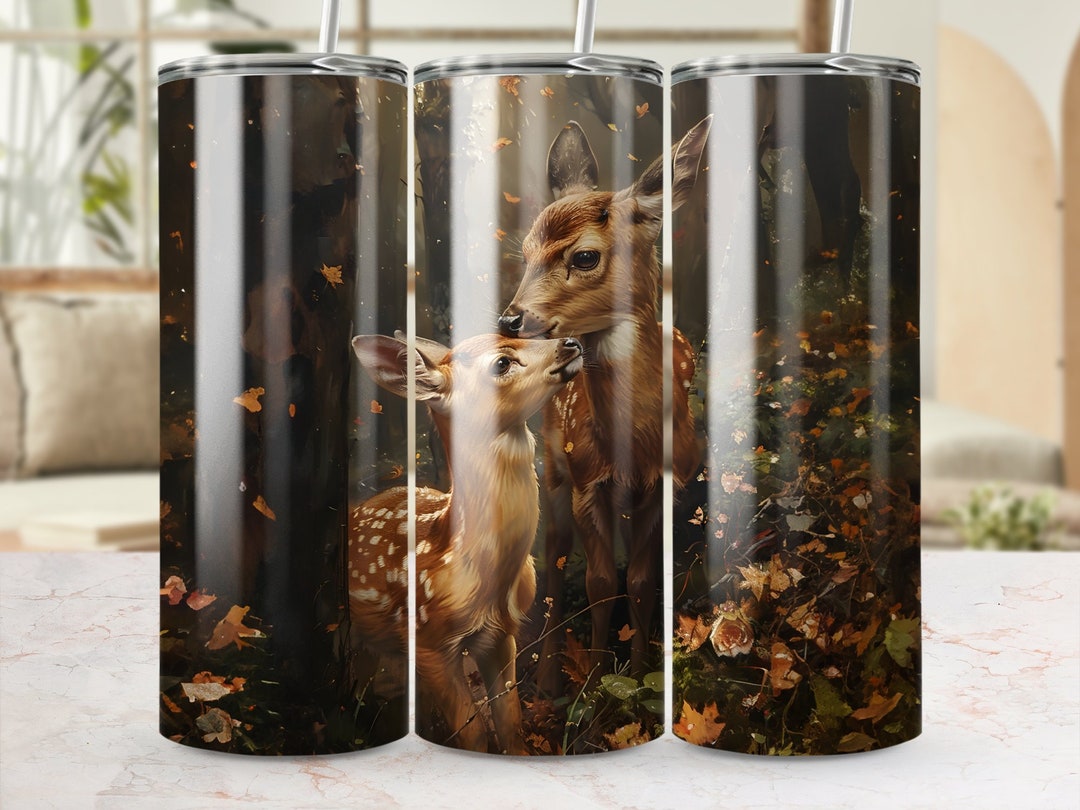 Deer in Forest 20 Oz Skinny Tumbler Wrap, Nature Digital Download ...