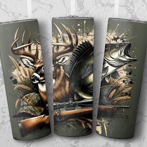 Hunting and Fishing 20oz Skinny Tumbler Wrap Digital Download Deer ...