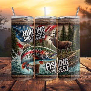 American Flag Trout Fishing Deer Camo Seamless Tumbler Wrap 20oz Skinny Tumbler Sublimation, Hunting Season Tumbler, PNG File Digital ONLY