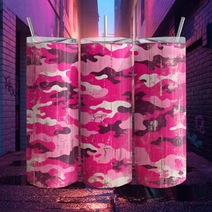 Pink Distressed Camouflage Tumbler Wrap 20oz, Seamless PNG Digital Design, Cute camo Pattern, Instant Download for Sublimation