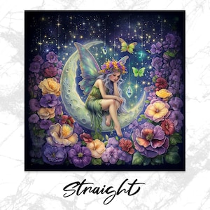 Fairy Moon Wind Spinner Digital Download PNG, Fairy Garden Decor Art, Whimsical Wind Spinners, Butterfly Fairy Fantasy Art image 3