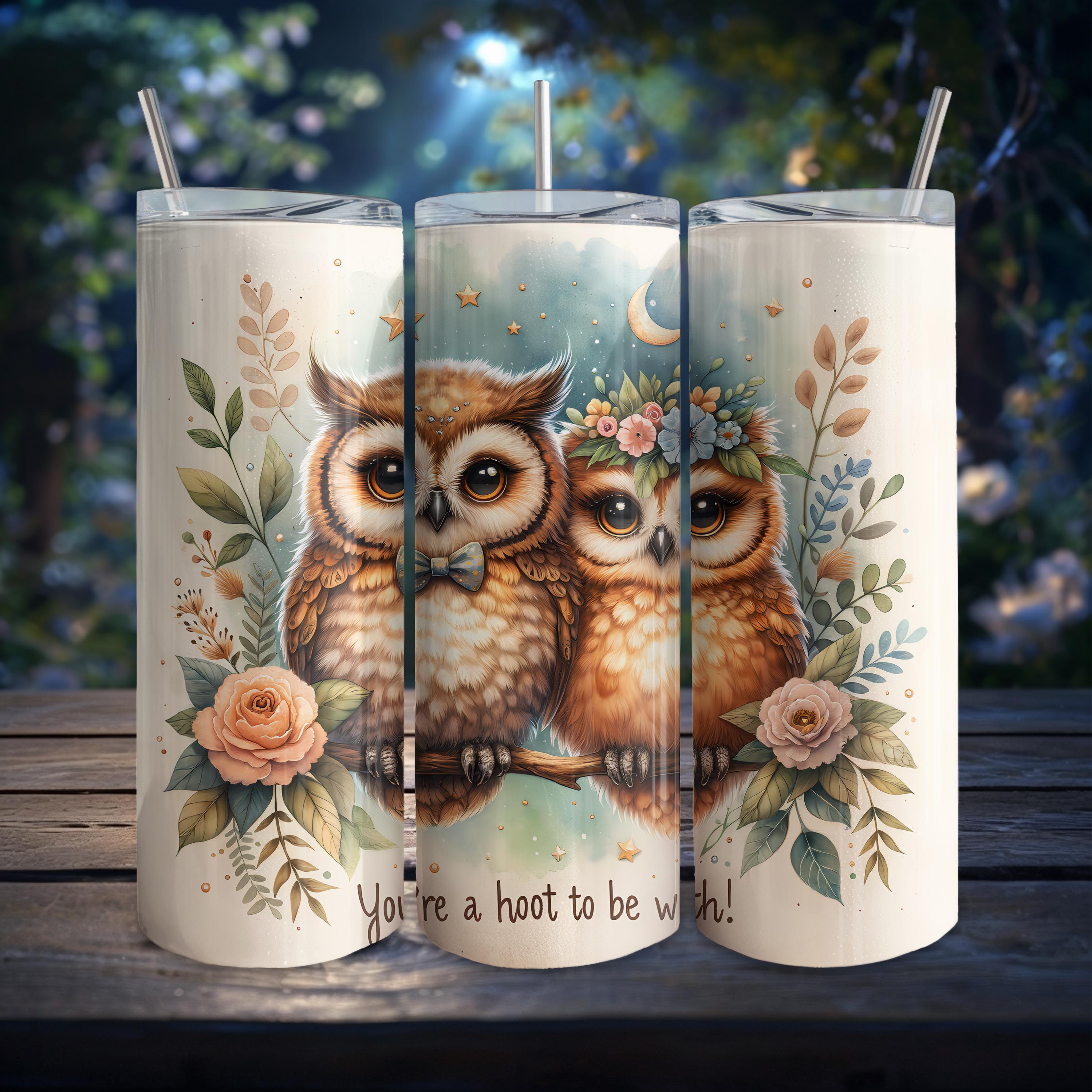 Owls Tumbler Wrap Digital Download 20oz Skinny Tumbler Seamless PNG Cute Owl Design Instant Download