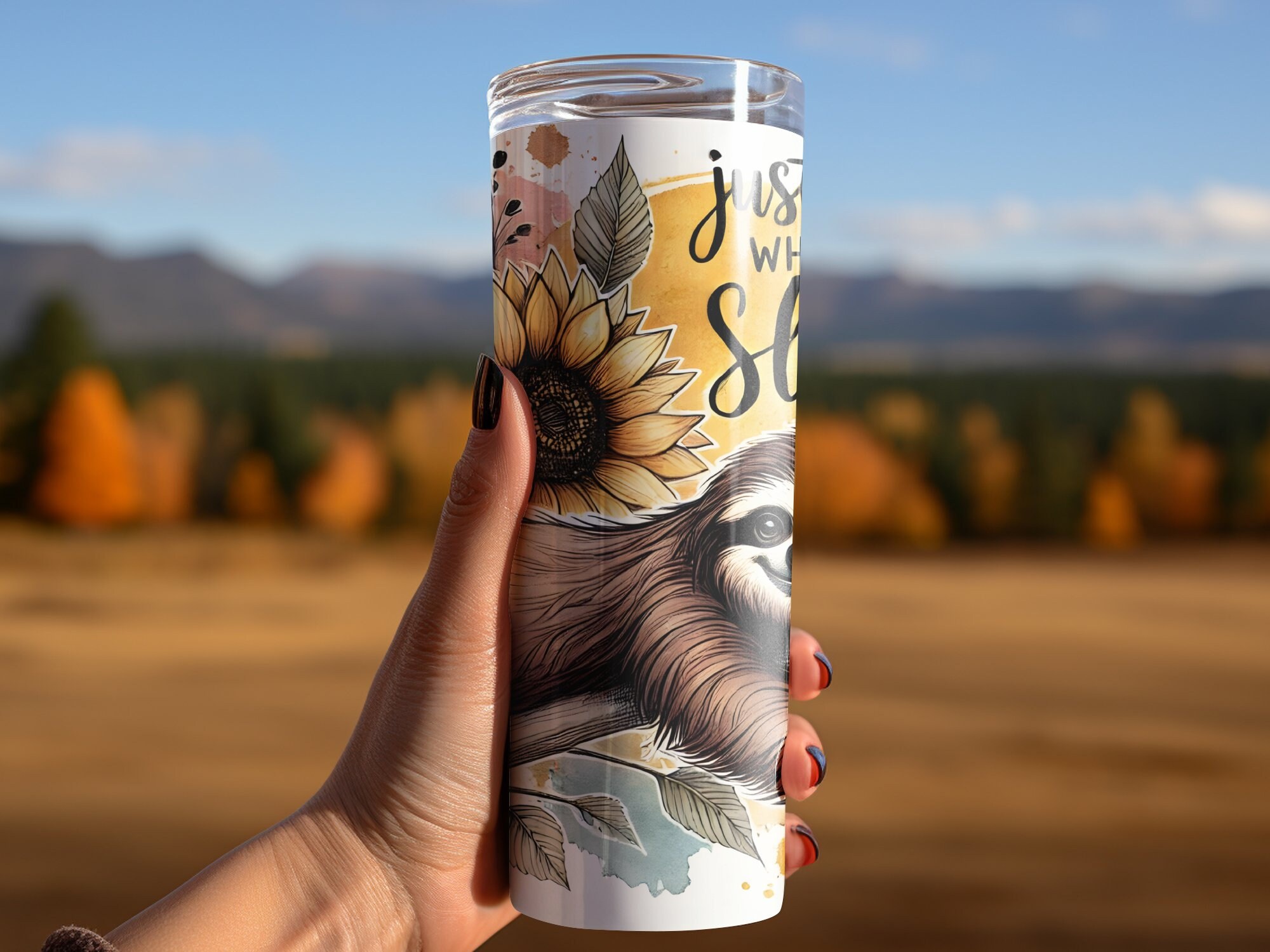 Just a Girl Who Loves Sloths Tumbler Wrap, Cute Sloth Floral Sunflower ...