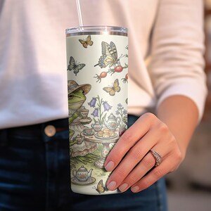 Whimsical Frog Tea Party Design, Cottagecore Frog Art, Elegant Butterfly Garden, Vintage Aesthetic Tea Time, Cute Amphibian Print
Frog tea