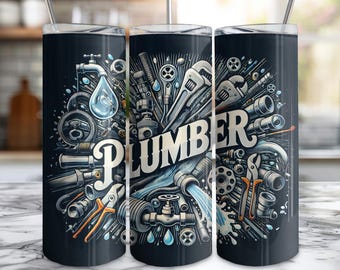 Idraulico 20 oz tumbler sottile wrap download digitale design png senza soluzione di continuità strumenti idraulici grafica, download istantaneo tumbler wrap