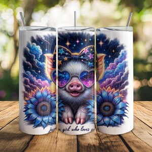 Cute Pig Tumbler Wrap PNG, Just a Girl Who Loves Pigs 20oz Skinny Tumbler, Funny Farm Animal Tumbler Wrap, Sublimation Printable Design