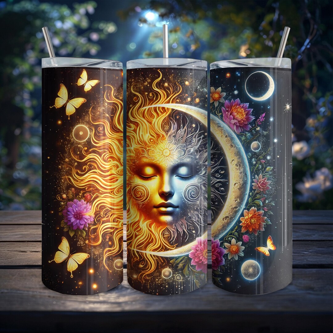 Celestial Sun and Moon 20oz Skinny Tumbler Wrap Digital Download ...