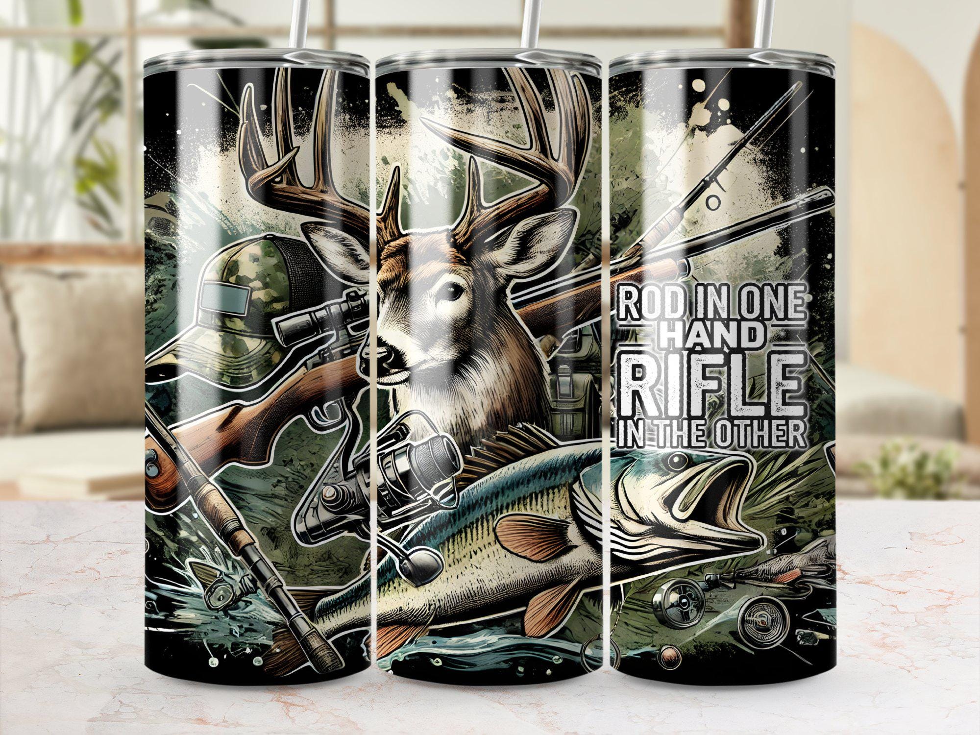 Hunting and Fishing 20oz Skinny Tumbler Wrap Digital Download Deer ...