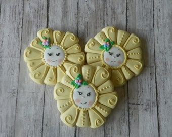 Sun Sugar Cookies, Sun Cookies, Spring Cookies, Summer Cookies