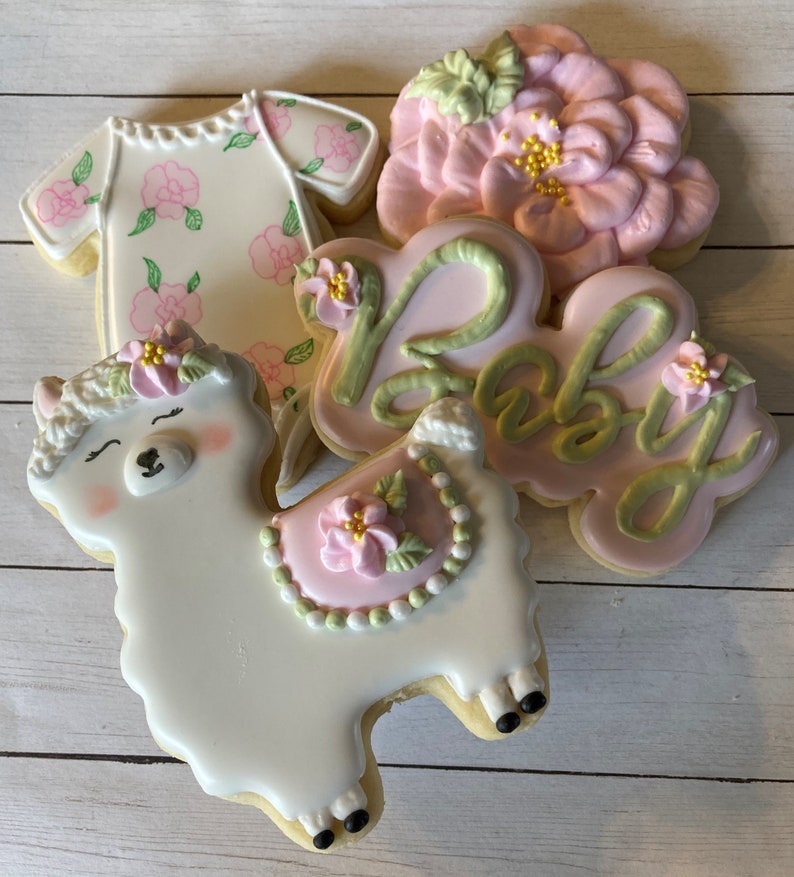 Llama Baby Shower Cookies Llama Cookies Baby Shower Cookies Etsy