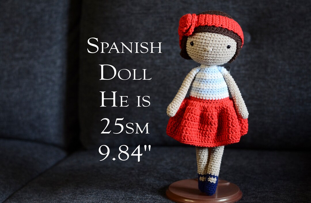 Spanish Doll Karmen Spain Style, Spanish Dancer Knitting Doll