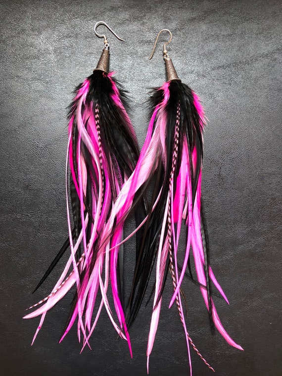 Pink Feather Earrings Blush Pink Feather Statement Earrings - Natural | Brackish main image 4