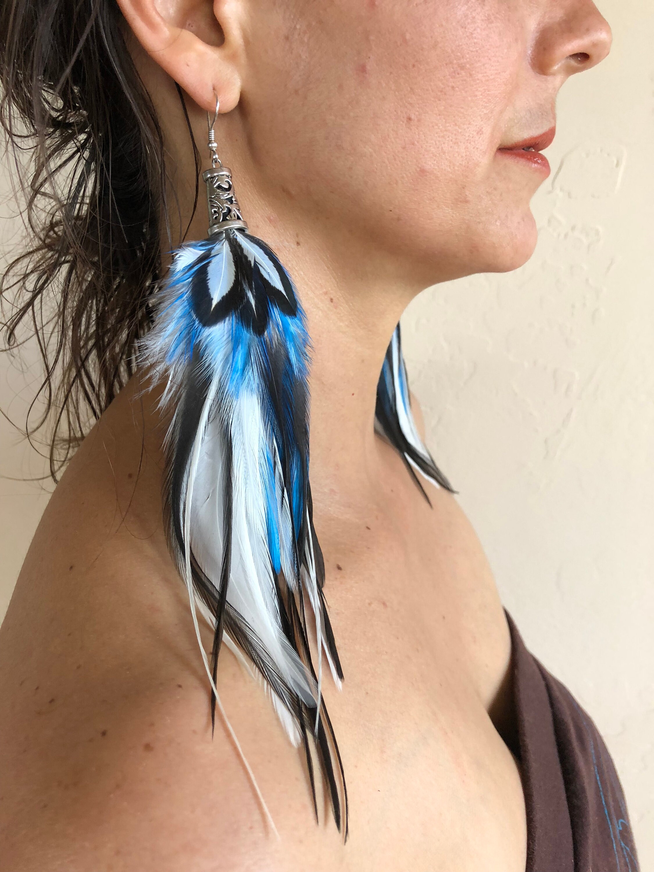 Real Feather Earring MAGNIFICENCE Full Feather Earring Etsy