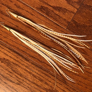 Real Feather Earring ~ LIONESS ~ Natural Feather Earring, Long Feather Earring, Ginger Feather Earring, XL Earring, Tribal Earring, Powwow