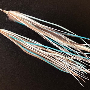 Feather Earrings ~ RIVER STONE ~ Long Feather Earring, Real Feather Earring, Blue Feather Earring, Festival Earring, Festival Jewelry, Rave