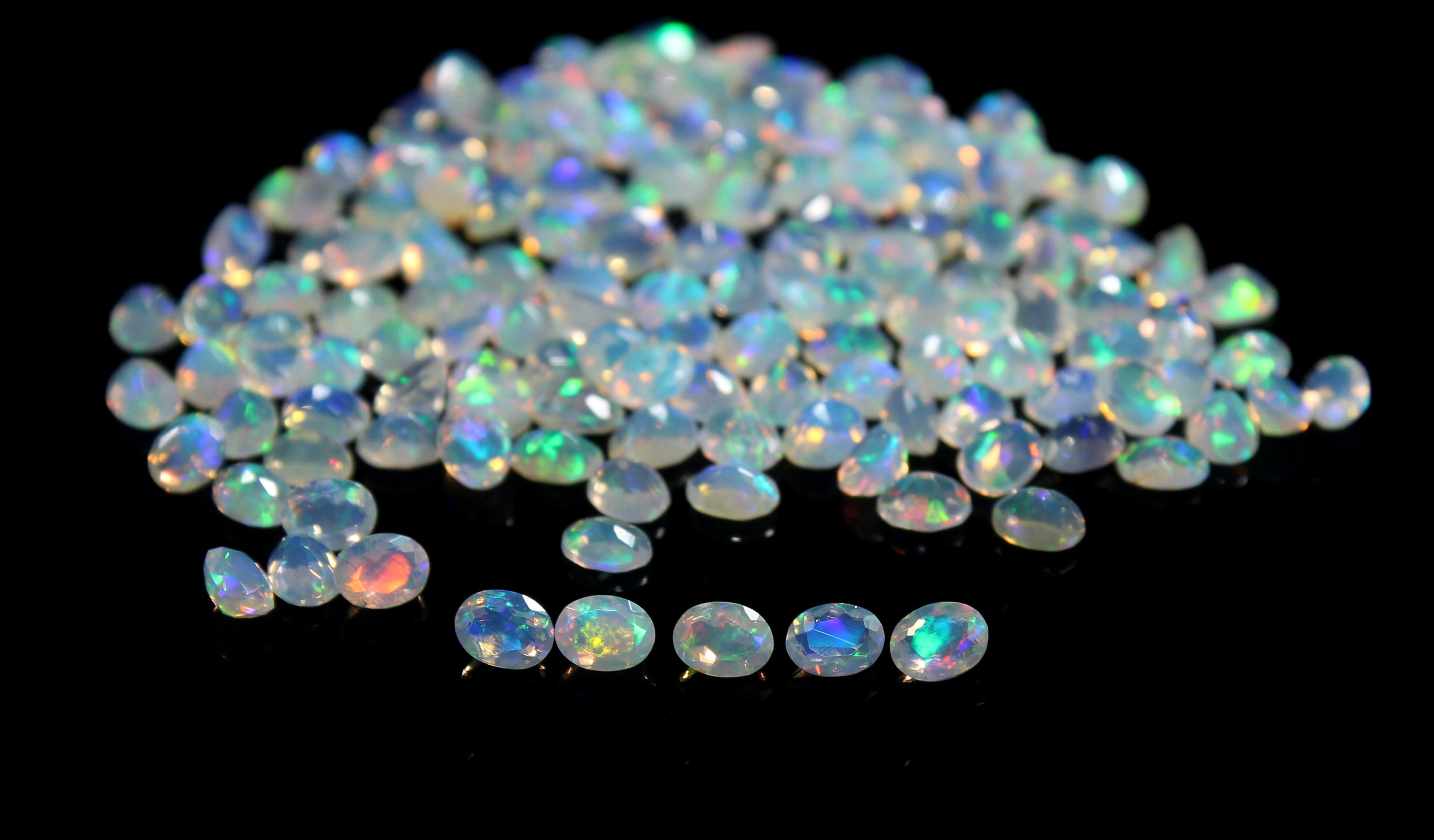 AAA Natural Ethiopian Welo Opal Oval Size- 3x4 mm Opal Faceted Opal Flashy Fire ,Opal Oval 5 PCs Opal Oval 4x3 mm calibrar Opal Oval -OF10