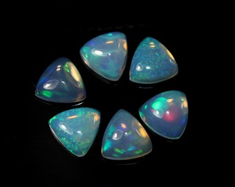 Ethiopian Opal Trillion Cabochons: Multi Fire Gemstones (6x6 mm, 6 PCs) FO54