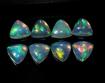 Ethiopian Opal Trillion Cabochons: Multi-Fire Gemstones, 6x6 mm (8 Pcs) FO55