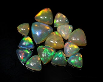 Opal Trillion, Natural Ethiopian Opal, Multi Fire Opal, 14 PCs Size 4 To 7 mm, Opal Trillion, Opal Gemstone, Welo Opal, Ring size opal, FO63