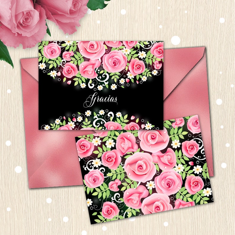 Birthday Bridal Shower Pink Roses Card Wedding Invitation Quincenera Party Floral Party Supplies Rustic Vintage Any Age. Sweet Sixteen