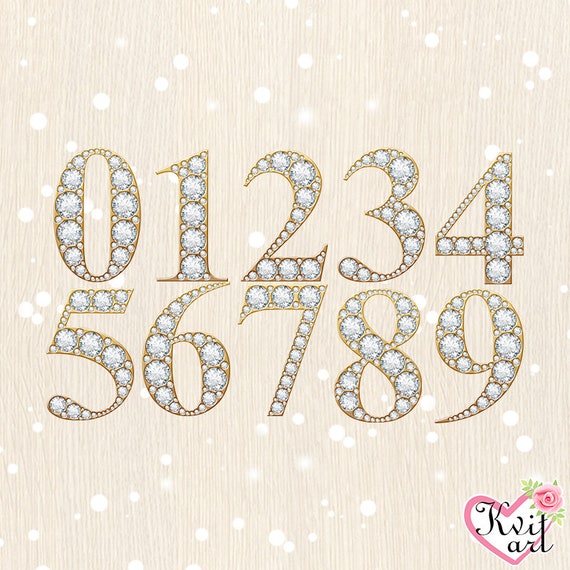 Diamond Numbers Digital Cliparts 5x7 Inches Png Files Luxury Etsy