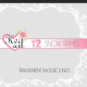 Snow Frames. Set of 12. Cute Christmas Snowfall Sparkle Overlay Clipart. Winter Snowflakes DIY Photo Decoration. Transparent Backs. White image 6