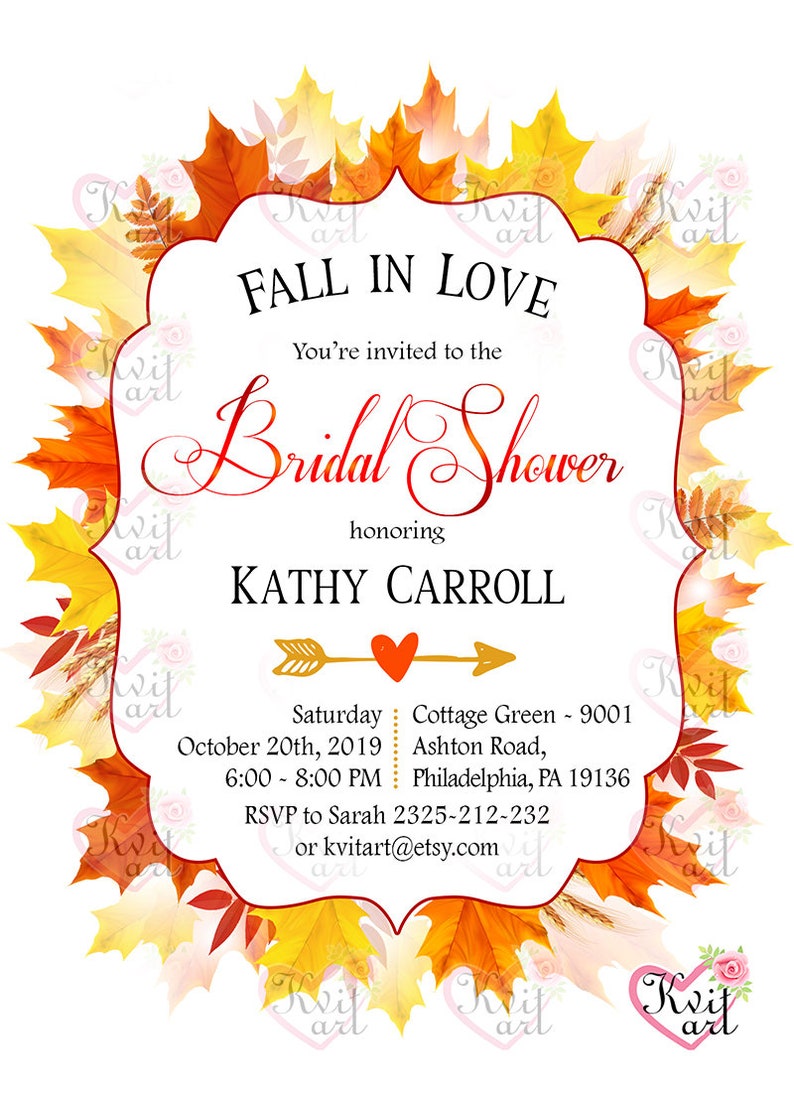 Fall in Love Rustic Card Autumn Wedding Birthday Invite Any Event Any Age Bahelorette Party Annual Anniversary Bridal Shower Invitation