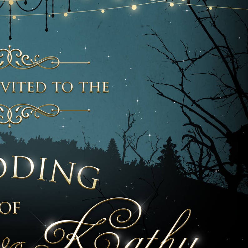 Gothic Wedding Invitation Set. Goth Printable Stationery