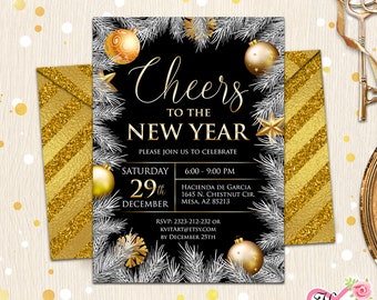 Christmas Party Invitation. Eat Drink and be Merry! Holiday Party Invites. Happy New Year! Christmas Cheer Eve. DIY Any Event. Customise it!