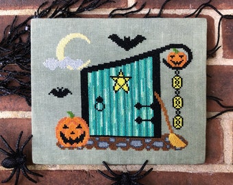 Halloween Cross Stitch Pattern - Witch Door - Fairy Floss Patterns - PDF digital download