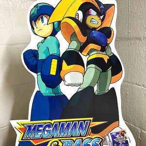 MegaMan & Bass Standee  - nintendo sega capcom sign gba gameboy