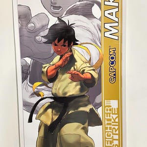 May include: Banner featuring Makoto from Street Fighter III 3rd Strike. The image shows Makoto in a karate gi, with a black belt, in a fighting stance. The banner has the Capcom logo and the game title.