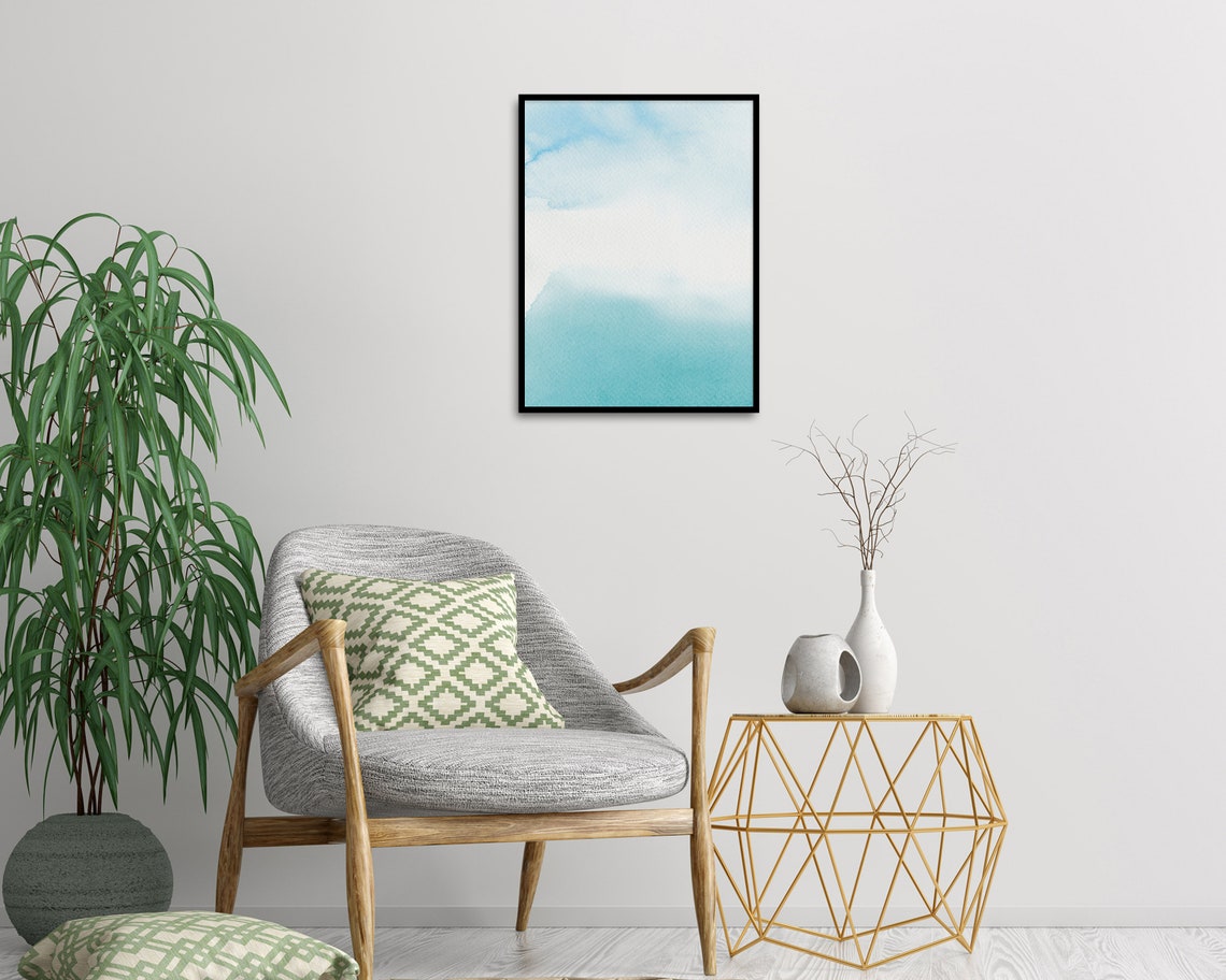 Blue Abstract Painting Printable Wall Art Modern Blue Wall | Etsy