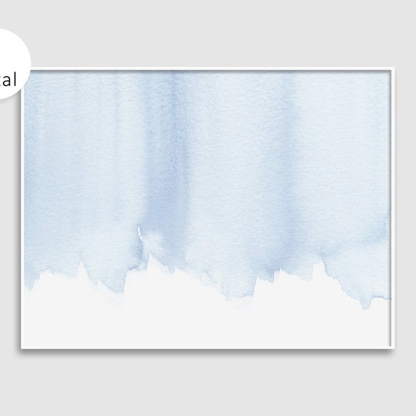 Abstract Printable Art Horizontal Wall Art Light Blue Pastel Blue Wall Art Blue Wall Decor Modern Minimalist Coastal Wall Art Watercolor Art