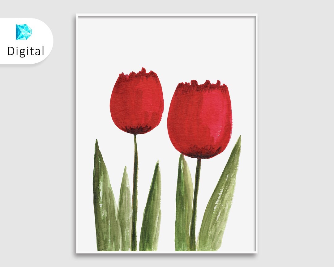 Botanical Wall Art Printable Tulip Wall Art Floral Art Print Etsy