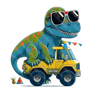T-Rex Dinosaur Monster Truck Transparent Png Clipart Kids Cartoon Design Printable Sublimation,Ukraine Sellers Digital Instant Download Art