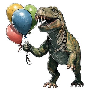 Birthday T-Rex Dinosaur Clip Art Png File, Digital Download Print,Kids Cartoon Sublimation Clipart Design,Printable Art, Commercial, T-shirt