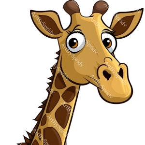 Linda jirafa de dibujos animados PNG - Descarga digital adorable para niños, proyectos de manualidades de bricolaje para guarderías, decoración de baby shower, arte para guarderías, álbumes de recortes