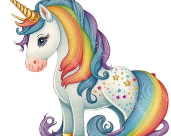 Unicorn PNG Transparent Clipart Kids Cartoon Design,Printable Sublimation,Digital Instant Download,Baby Shower,Unicorn PNG Art