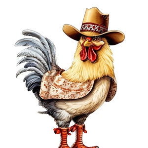 Rooster With Cowboy Hat And Boots PNG Clipart,Transparent Farm Animal Lover Print, Kids Clip Art Design,DIY Printable Sublimation, T-Shirt
